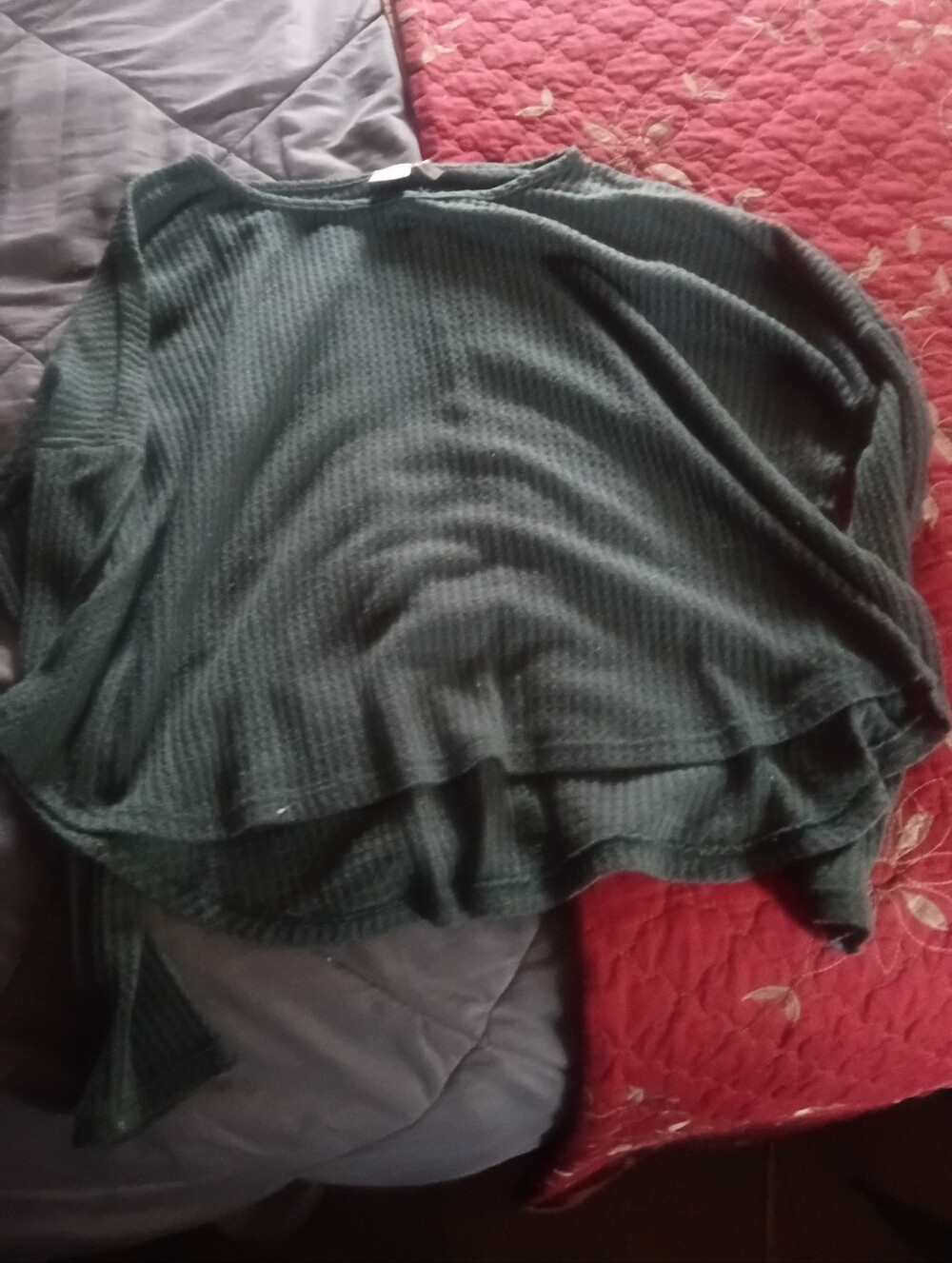 Paper Crane Forest Green Ribbed Scoop Neck Sweater